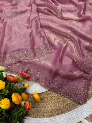 STITCH N SOLUS Embellished Bollywood Georgette Saree(Pink)