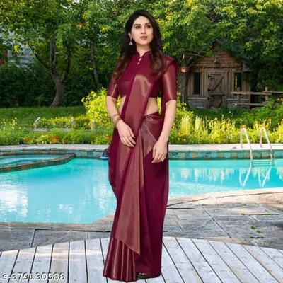 Vragi Self Design Bollywood Chiffon Saree(Purple)