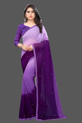 PRIHAL ART Self Design Bollywood Georgette Saree(Purple)