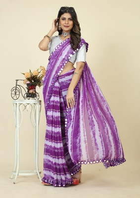 gurukrupa creation Digital Print Leheria Georgette Saree(Purple)