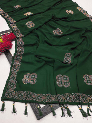 Shrilaxmisari Self Design Bollywood Georgette Saree(Green)