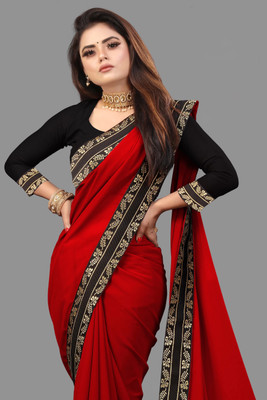 KURTAKULTURE Embellished Daily Wear Georgette Saree(Red)