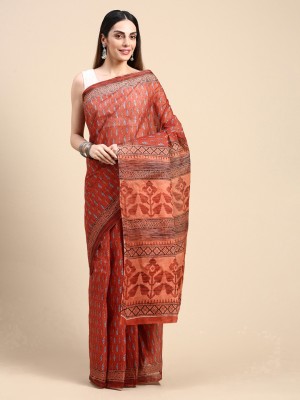 SHANVIKA Printed Daily Wear Pure Cotton Saree(Red)