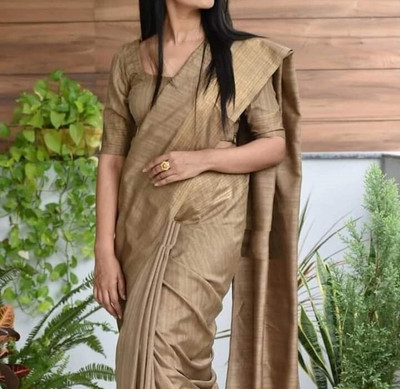 NAMITASAREES Woven Handloom Art Silk Saree(Beige)