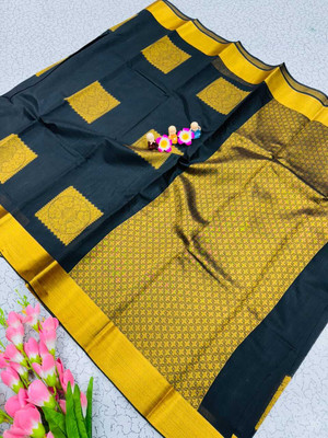 AVANTIKA FASHION Printed Kanjivaram Pure Silk, Art Silk Saree(Green, Gold)