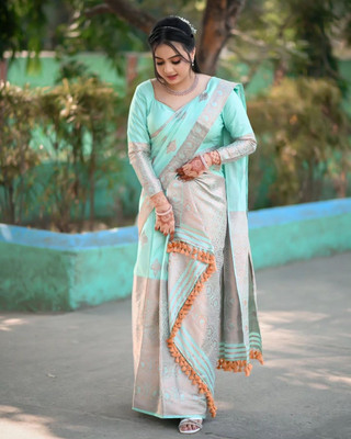 YASA CREATION Woven Mekhela Chador Silk Blend Saree(Multicolor)
