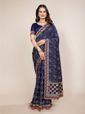 DRIZOMIZ Embroidered Bollywood Georgette Saree(Dark Blue)