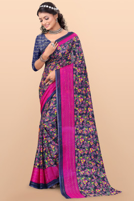 Leelavati Printed Daily Wear Georgette Saree(Blue, Pink)