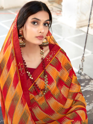 Sareemall Embellished Bollywood Georgette Saree(Orange)
