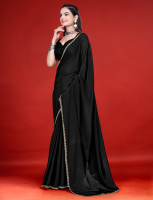 MAANVIT Woven Bollywood Jimmy choo Saree(Black)