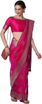 Ratnavati Color Block Daily Wear Cotton Silk Saree(Pink)