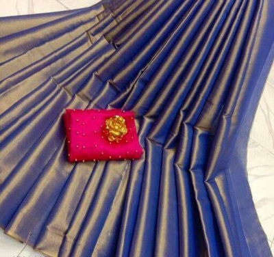 JAY BHAWANI TEX FAB Solid/Plain Banarasi Art Silk Saree(Black)