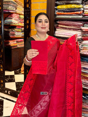 maa agameswari Self Design Jamdani Cotton Silk Saree(Maroon)