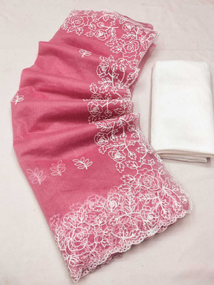 NAYE RANG Embroidered Bollywood Net Saree(Pink)