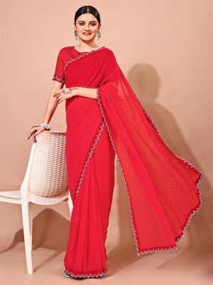 Divastri Embellished Bollywood Chiffon Saree(Red)