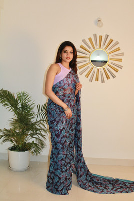 Shirodhari Printed Bollywood Georgette Saree(Blue)