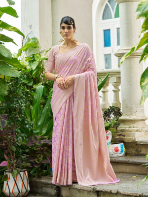 SWORNOF Self Design Lucknow Chikankari Cotton Blend Saree(Purple)