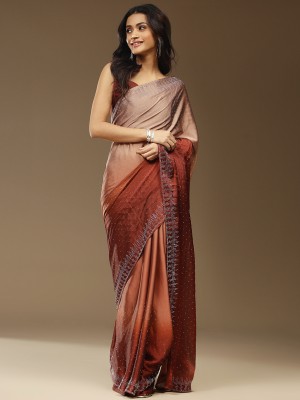 Divastri Embellished Bollywood Georgette Saree(Brown)