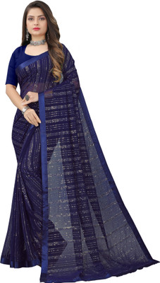 Apnisha Embellished Bollywood Georgette Saree(Dark Blue)