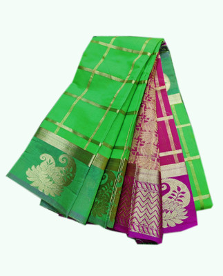 Uniqon Creations Woven Kota Doria Cotton Silk Saree(Multicolor)