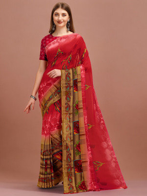 Leelavati Printed Daily Wear Georgette Saree(Red)