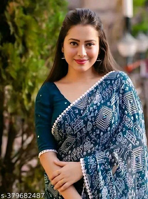 SAREEYA16 Printed Bhagalpuri Georgette Saree(Blue)