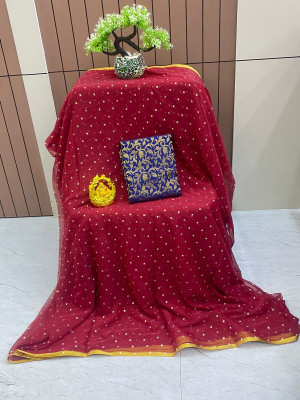 ELEGANCE FAB Printed Daily Wear Chiffon Saree(Maroon)