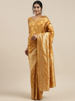 Divastri Woven Banarasi Silk Blend Saree(Mustard)