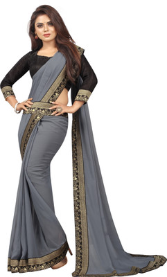 LIMTD Solid/Plain Bollywood Georgette Saree(Grey)