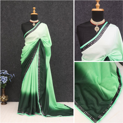 PRIYESHA TEXTILES Color Block Bollywood Cotton Silk Saree(Green)