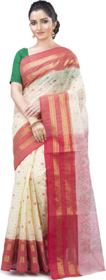 DipDiya Self Design, Printed Tant Cotton Blend Saree(Red)