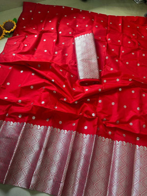 collctionmekhla Woven Mekhela Chador Pure Silk Saree(Red)
