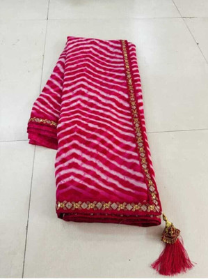 MAHADEV NX Striped Bollywood Georgette Saree(Pink)