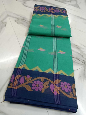 Kanokanjoli Woven Jamdani Handloom Cotton Blend Saree(Multicolor)