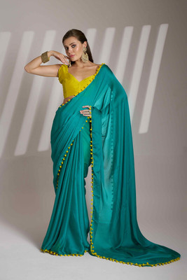 shiv textiles Embellished Bollywood Chiffon Saree(Green)
