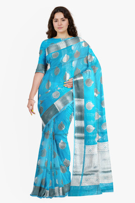 Sona sarees Self Design Banarasi Organza Saree(Light Blue)