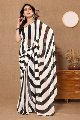 Westux Printed Bollywood Georgette Saree(Black)