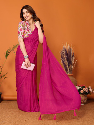 Divastri Digital Print Daily Wear Silk Blend Saree(Pink)