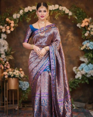 Divine Fabrics Woven Mekhela Chador Silk Blend Saree(Multicolor)