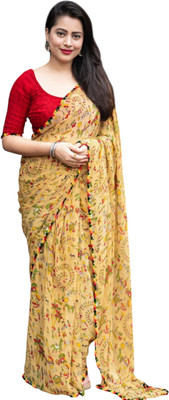 Shatrunjaya Printed Bollywood Georgette Saree(Beige)