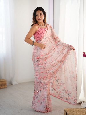 aadhiya impex Self Design Bollywood Chiffon Saree(Multicolor)