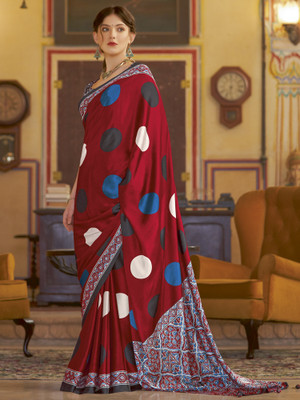Divastri Printed Daily Wear Crepe Saree(Red)