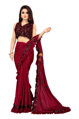 Kailash Embellished Bollywood Lycra Blend Saree(Maroon)