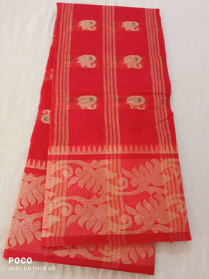 Balorampal Self Design Tant Pure Cotton Saree(Red)