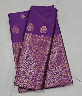 vraj enterprise Woven Mekhela Chador Pure Silk Saree(Purple)