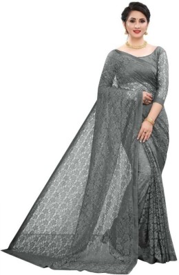 Saadhvi Digital Print Banarasi Georgette Saree(Grey)