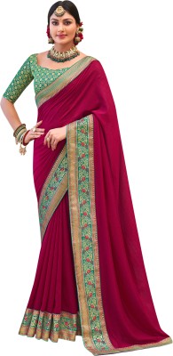 Akhilam Embellished Bollywood Silk Blend Saree(Pink)