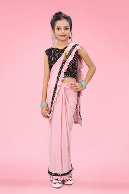 Dream Clouds Embellished Bollywood Lycra Blend Saree(Purple)