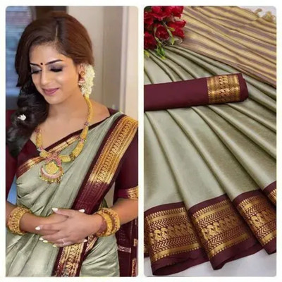 MoonTextile Printed Assam Silk Cotton Silk Saree(Beige)