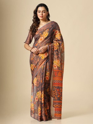 Sita Printed Bollywood Brasso Saree(Grey)